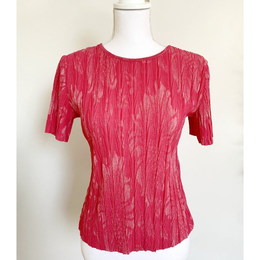 💖 Zara Party Ready Crinkled Sparkle Top - Hot Pink Floral Glam 💖